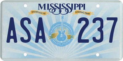 MS license plate ASA237