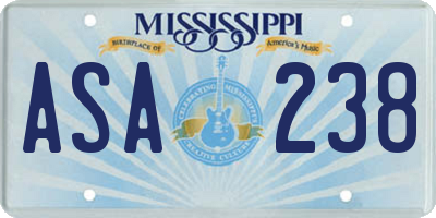 MS license plate ASA238