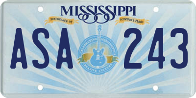 MS license plate ASA243