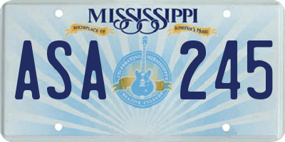 MS license plate ASA245