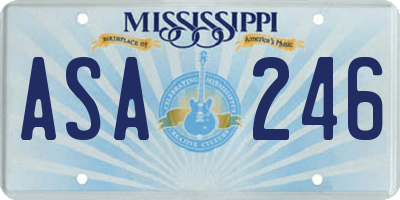 MS license plate ASA246