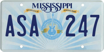 MS license plate ASA247