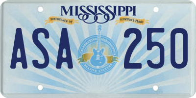 MS license plate ASA250