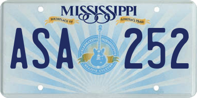 MS license plate ASA252