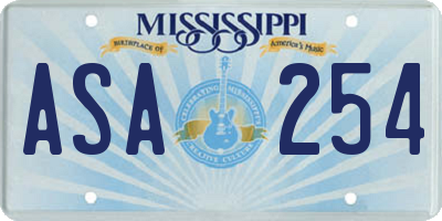 MS license plate ASA254