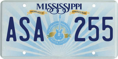 MS license plate ASA255