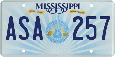 MS license plate ASA257