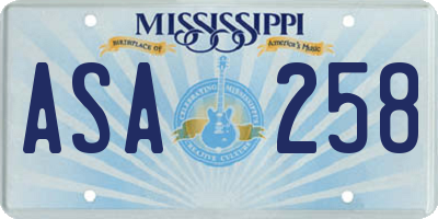MS license plate ASA258