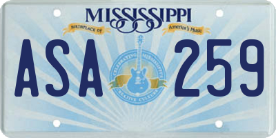 MS license plate ASA259