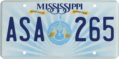 MS license plate ASA265