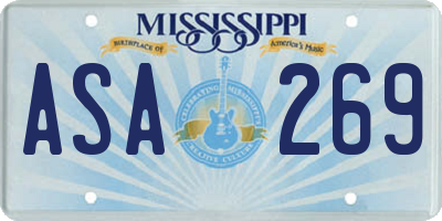MS license plate ASA269