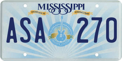 MS license plate ASA270