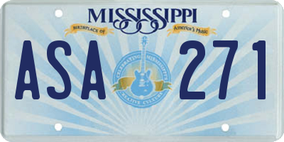 MS license plate ASA271