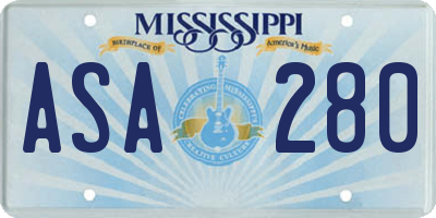 MS license plate ASA280