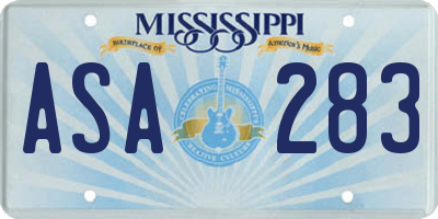 MS license plate ASA283