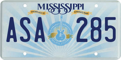 MS license plate ASA285