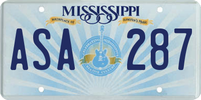 MS license plate ASA287