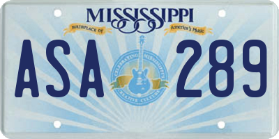 MS license plate ASA289
