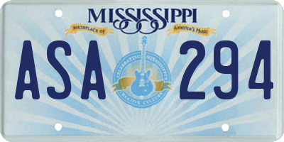 MS license plate ASA294