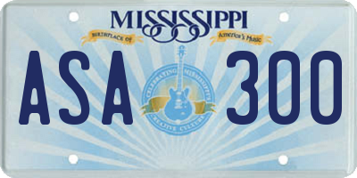 MS license plate ASA300