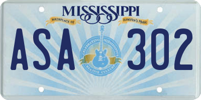 MS license plate ASA302