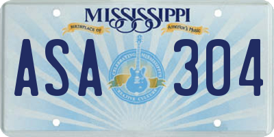 MS license plate ASA304