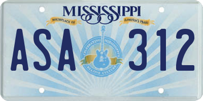 MS license plate ASA312