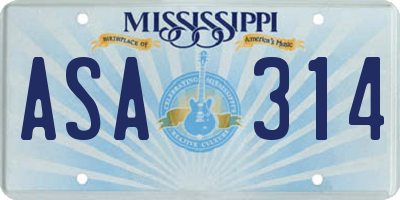 MS license plate ASA314