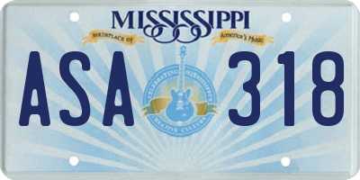 MS license plate ASA318