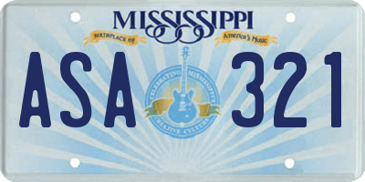 MS license plate ASA321