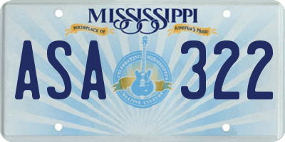 MS license plate ASA322