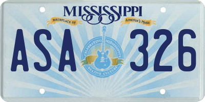 MS license plate ASA326