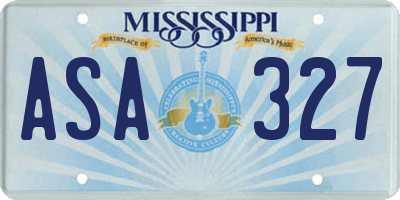 MS license plate ASA327