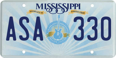 MS license plate ASA330