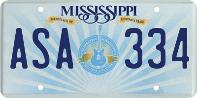 MS license plate ASA334
