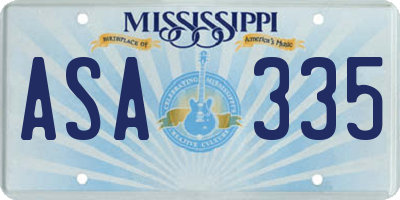 MS license plate ASA335