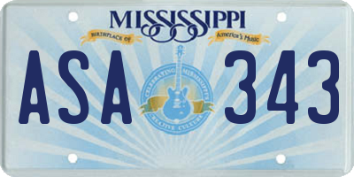 MS license plate ASA343