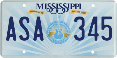 MS license plate ASA345