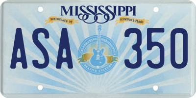 MS license plate ASA350