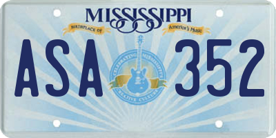 MS license plate ASA352