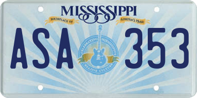 MS license plate ASA353