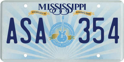 MS license plate ASA354