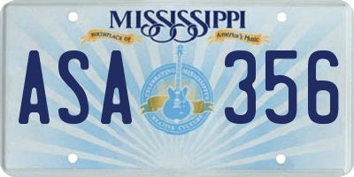 MS license plate ASA356