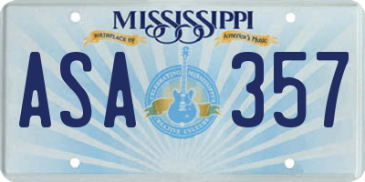 MS license plate ASA357
