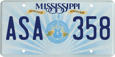 MS license plate ASA358