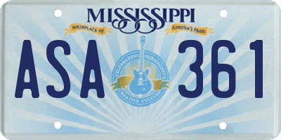 MS license plate ASA361