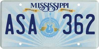 MS license plate ASA362