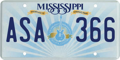 MS license plate ASA366