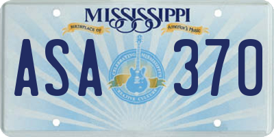 MS license plate ASA370