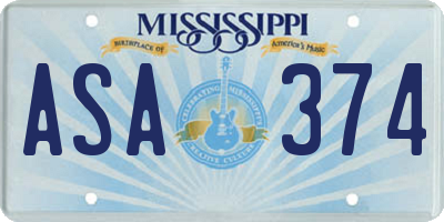 MS license plate ASA374